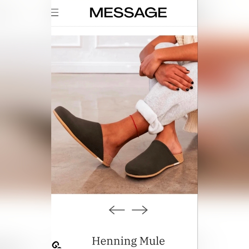 Message Unisex Henning Classic Mule Olive Green Slip-On Shoe Sz 40/US W 9.5-10